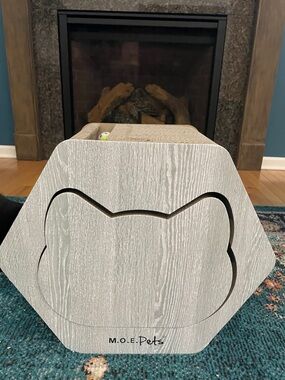 M.O.E. Pets Grey Wood-Textured Cat Scratcher Lounge